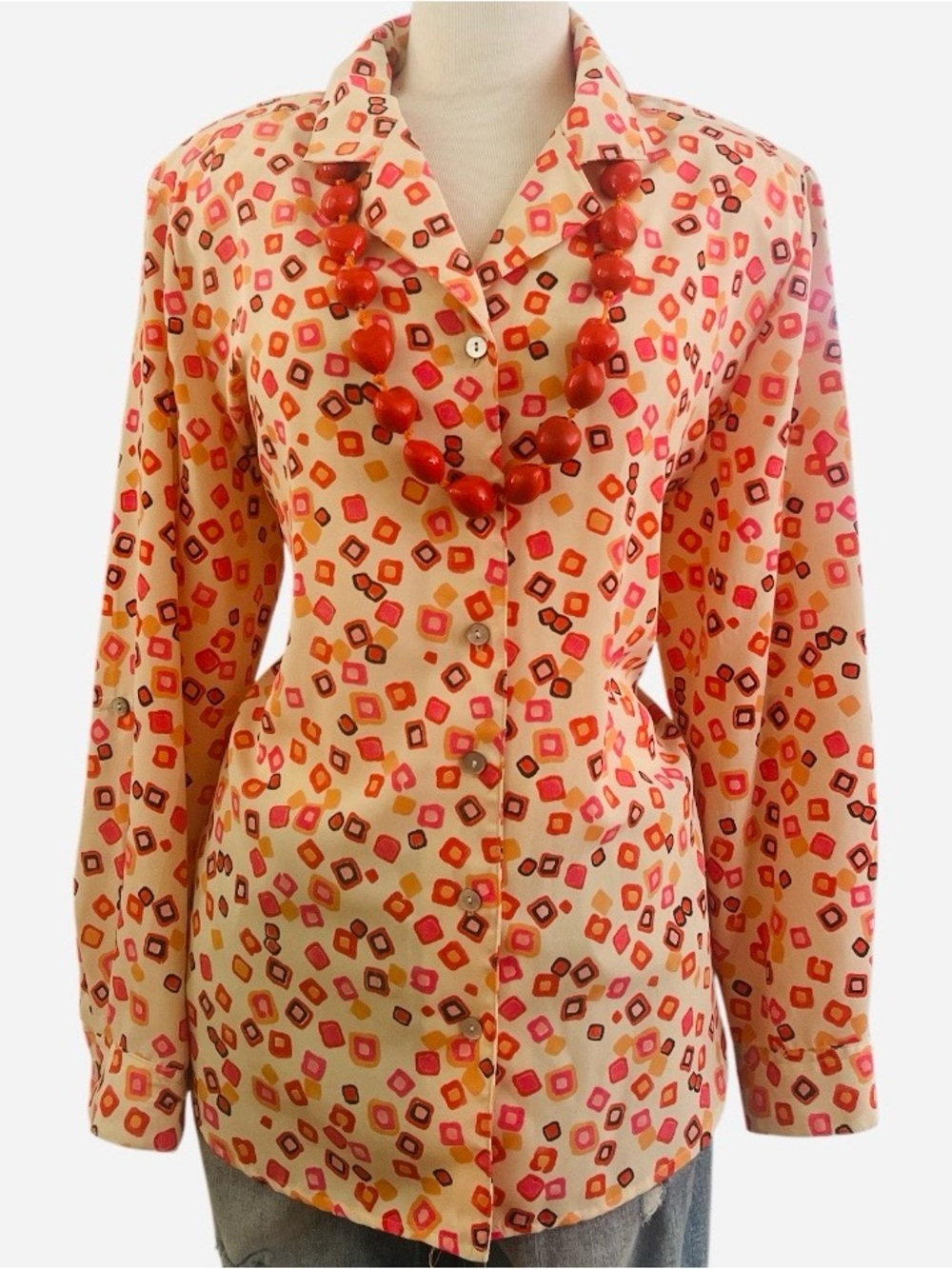 JORDAN WOMEN- plus size, blouse, pink and orange and green colors